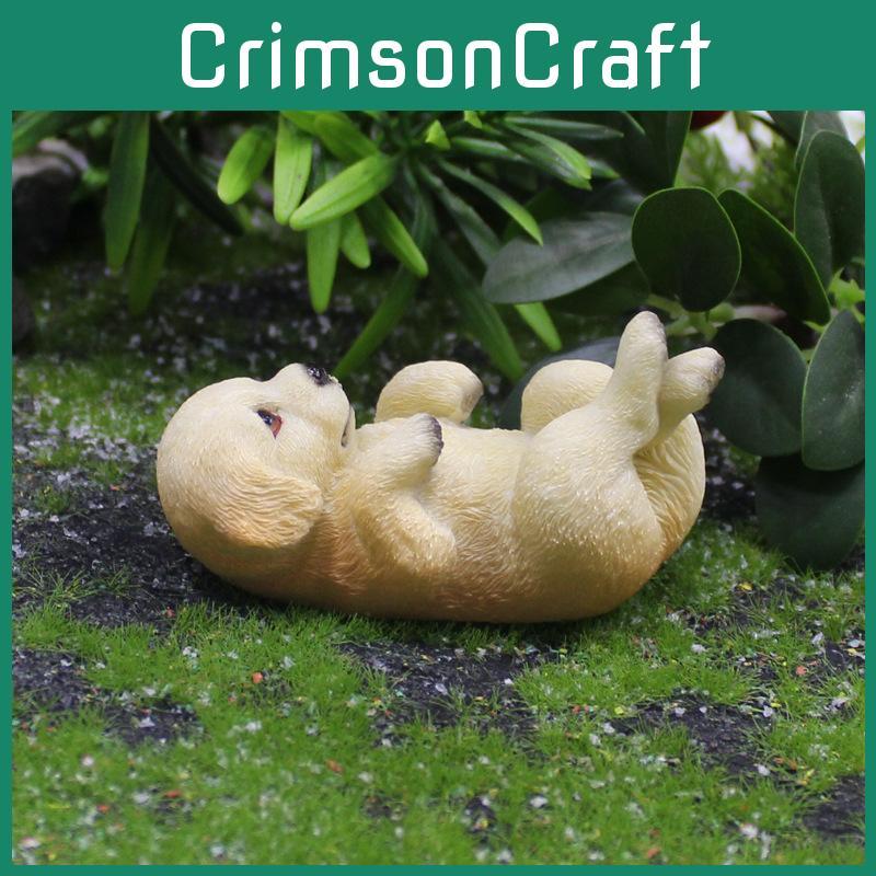 Resin Adorable Golden Retriever Figurine Micro Landscape Decor For Birthday Gifts