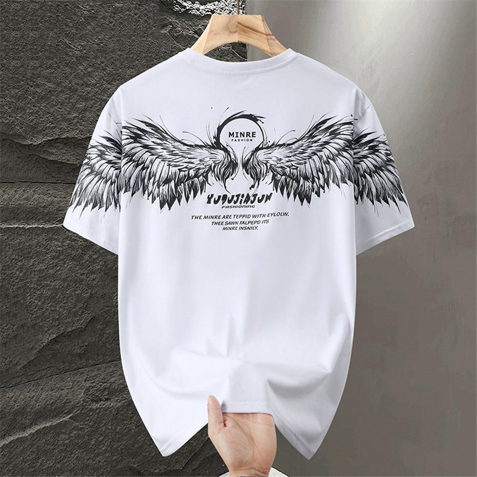 Summer Tracksuits Men Plus Size 11XL Summer Sets Casual Fashion Wing Print T-shirts Shorts Suits Male Big Size 11XL