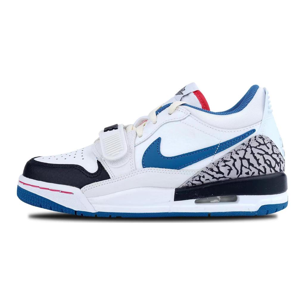 Jordan Legacy 312 Cushioning Abrasion Resistant Slip Resistant Low top Vintage Basketball Shoes GS White Blue FV8117-141(Team56-)