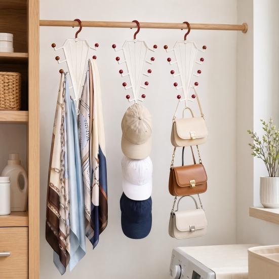 V-Shaped Hanging Rack with 10 Hooks Double Sided Hanger 360° Swivel Hook Closet