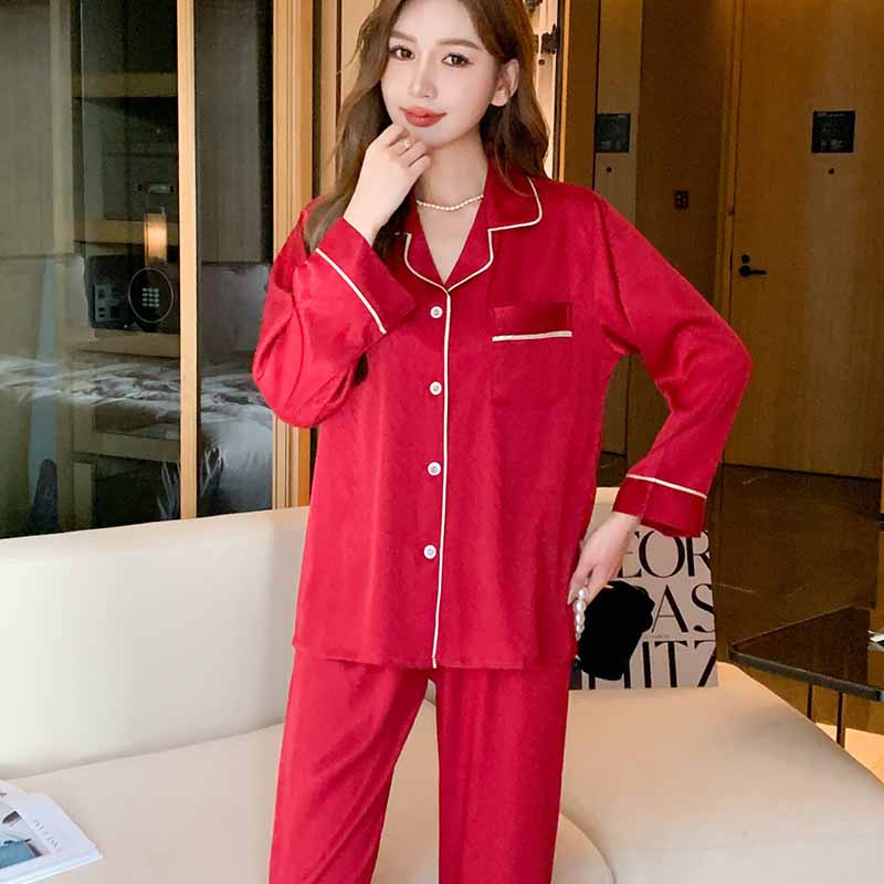 Γυναικεία Μονόχρωμη Απλή Πιτζάμα Casual Σατέν Πιτζάμες Ρούχα Σπιτιού με Φερμουάρ και Πέτο