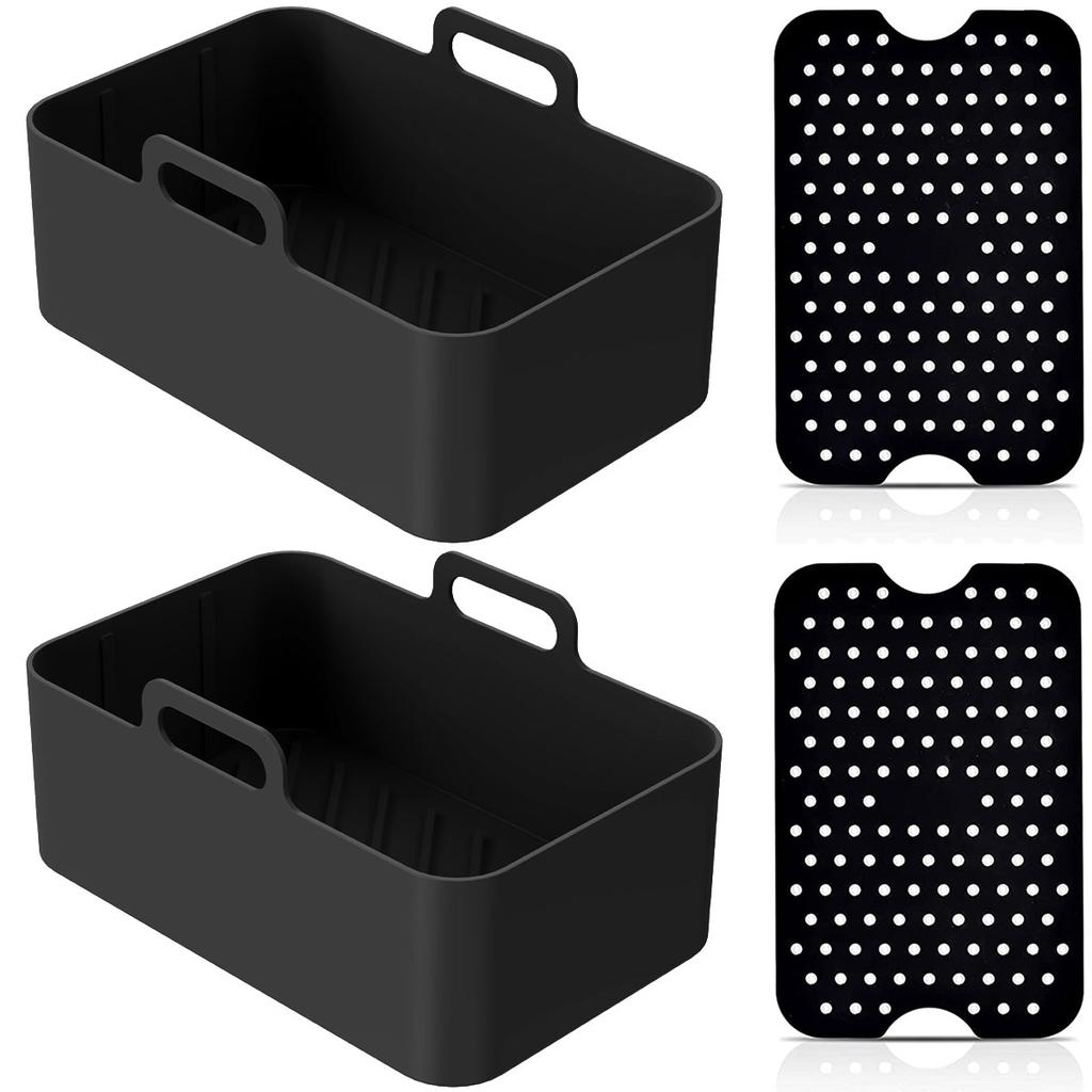 Air Fryer Silicone Tray Rectangle Oven Baking Tray Basket Reusable Liner Insert Dish For Ninja Foodi fryer Pan Accessories