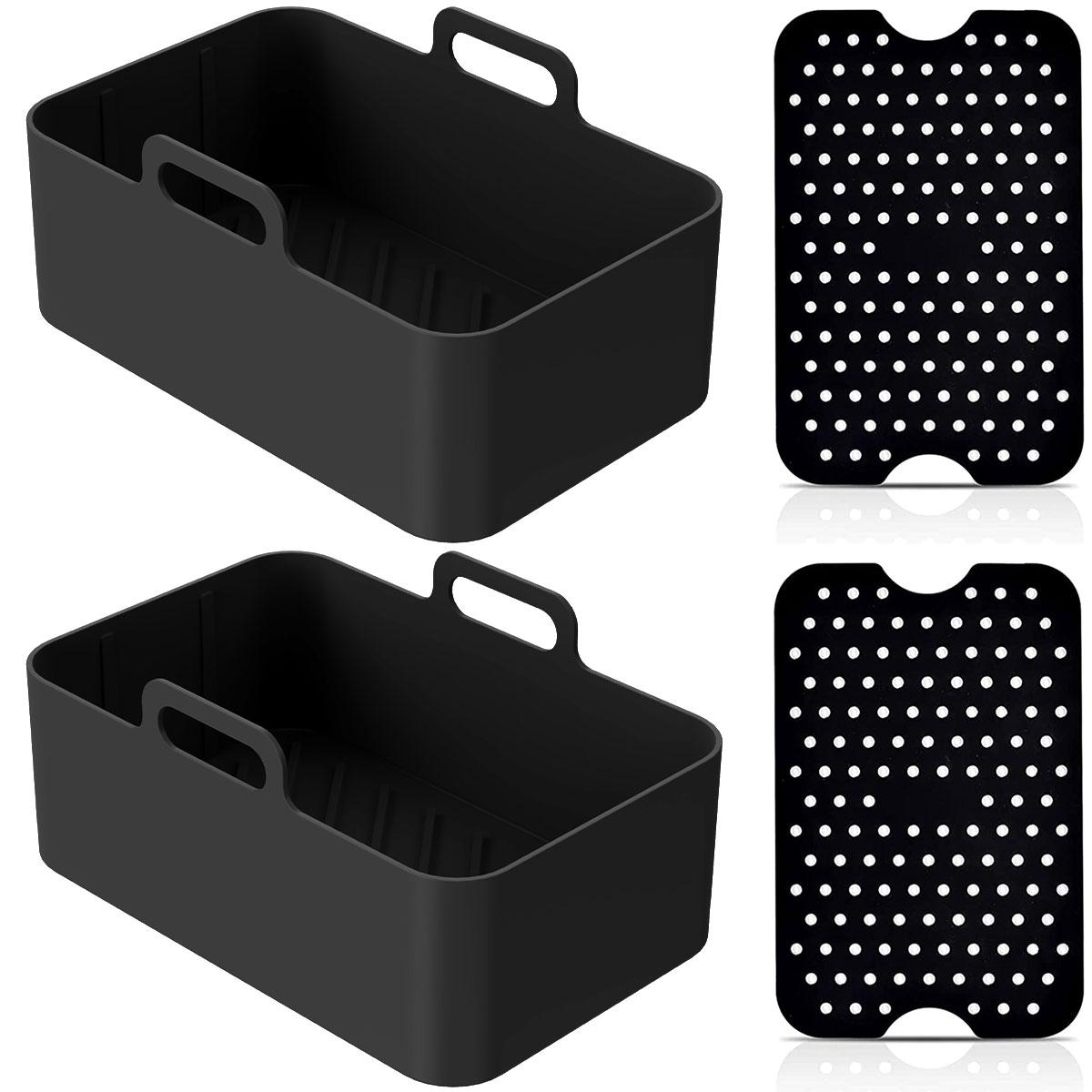 

Силиконовый противень для фритюрницы, прямоугольный противень для выпечки в духовке, корзина, многоразовая вставная тарелка для фритюрницы Ninja Foodi, аксессуары для сковородок