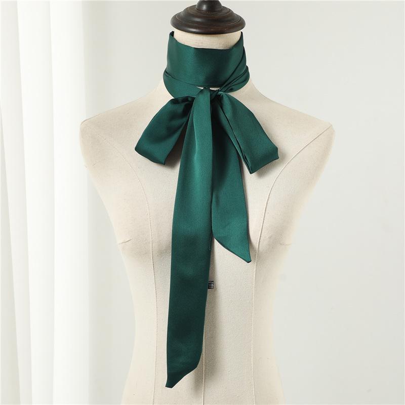 Influencer Style Silk Scarf: Hair Tie, Solid Color, Long & Narrow, Korean Style Necktie, Flowing Ribbon for Women