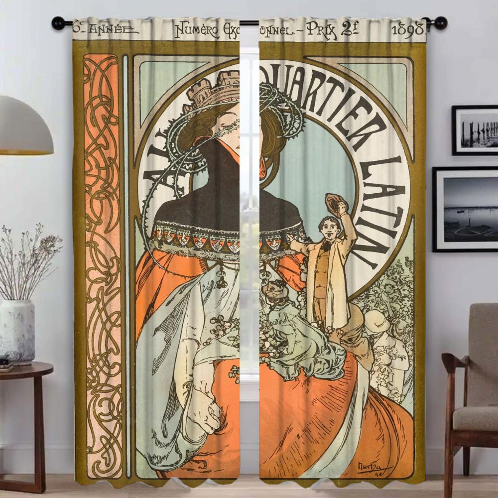 

Альфонс Муха Штори для вітальні Штора для кімнати 2 панелі Жалюзі Хелловін Декорація Домашній інтер єр Штори Перегородка W107xH183cmx2pcs-CL