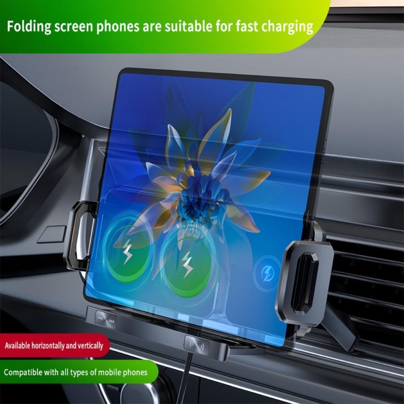 360 Rotation Magnetic Car Mount Wireless 15W Fast Charging Foldable Design Universal With Auto Clamping For Smartphones