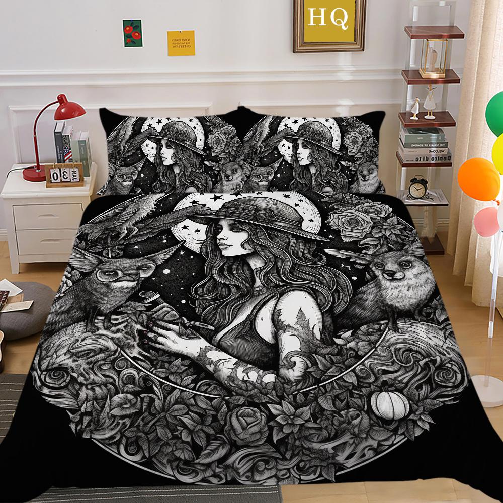 Beauty Skull Printed Home Bedclothes Single Size Polyester Bed Set Man Design Fashion Bedroom Decor