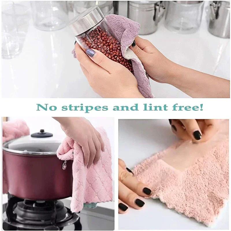 Microfiber 1510pcs Towel Absorbent Kitchen Cleaning Cloth Non-stick Oil Dish Towel Rags Napkins Tableware Household Cleaning