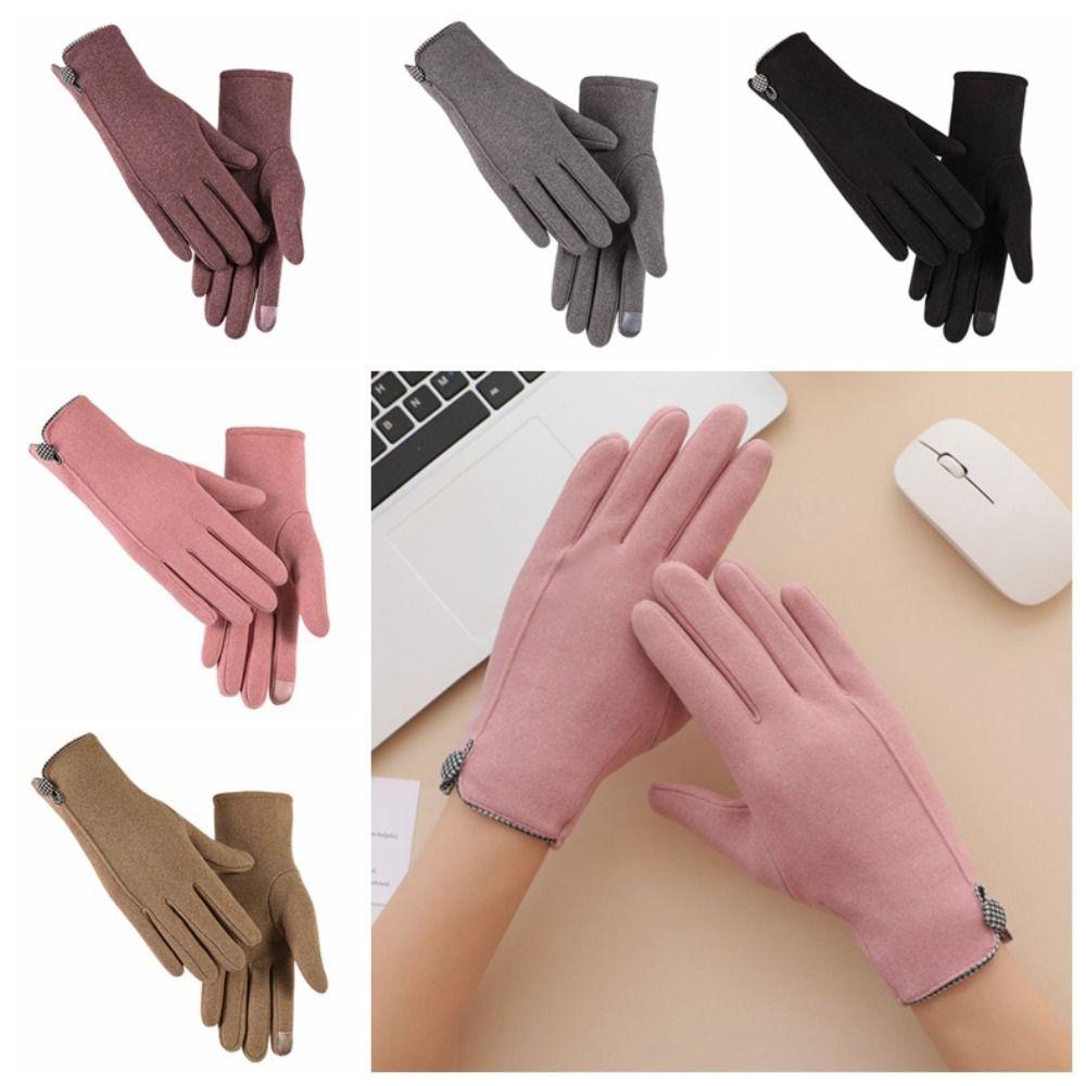 Plush Gloves Solid Color Women Mittens Simple Winter Velvet Gloves Riding