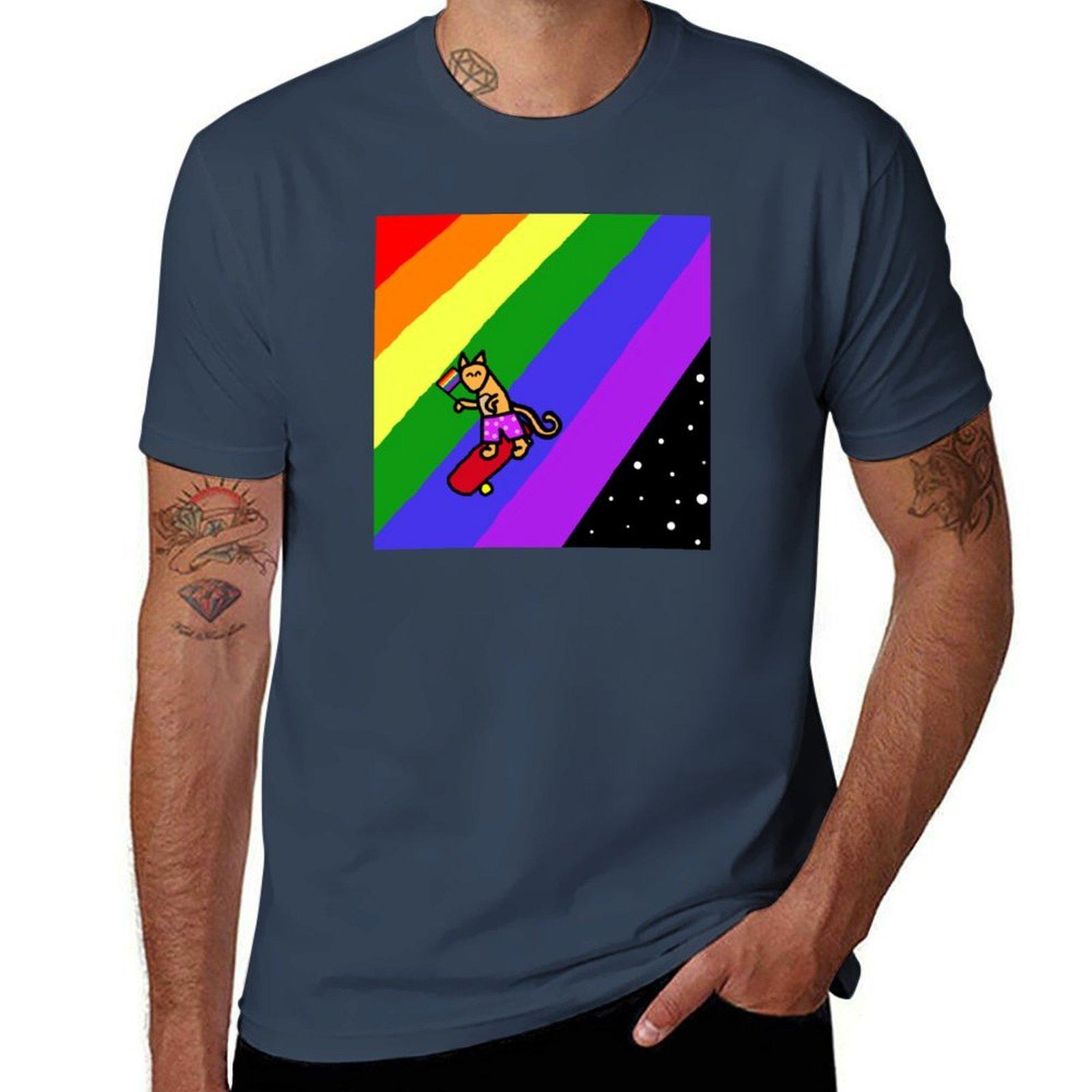 Space Cat Likes Rainbows TShirt PerforUnisexce Dry Fit TShirt S