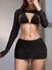 2025 Europäischer & Amerikanischer Sexy Hot Girl Vierteiliger Badeanzug Cover-Up Bikini Set
