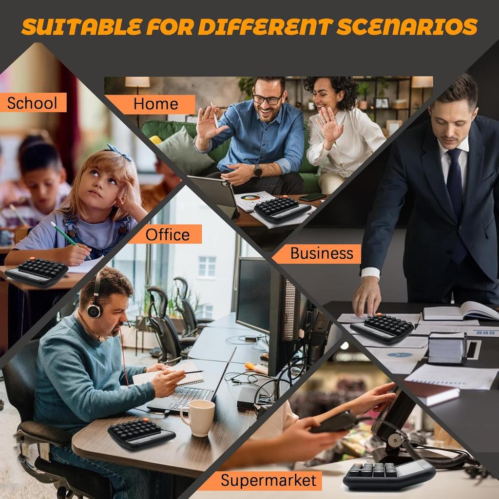 Black Calculator, Big Button Calculator with Large LCD Display, Black Office Desk Accessory for Offices, Schools, Homes and Businesses