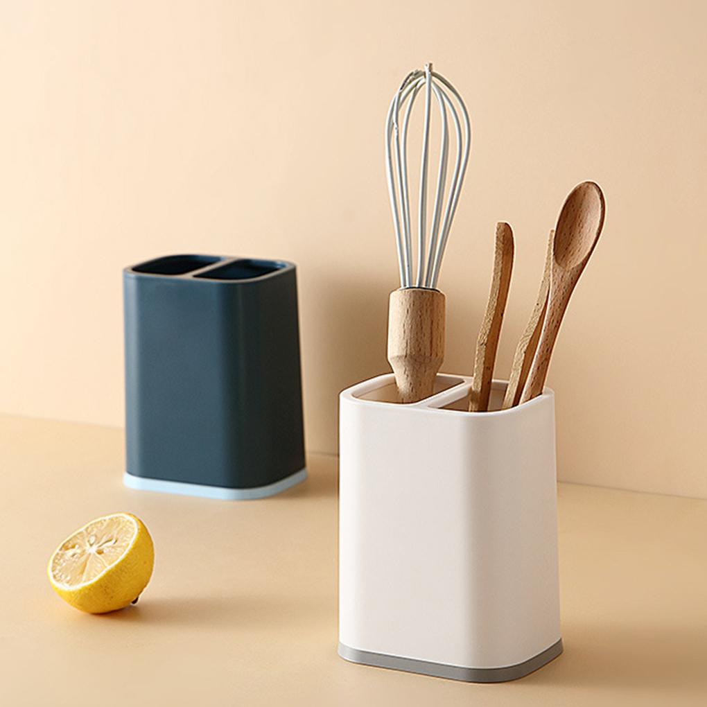 Chopsticks Storage Holder Box Double Grids Fork Spoons Countertop Tableware Organizer Draining Household Shelf