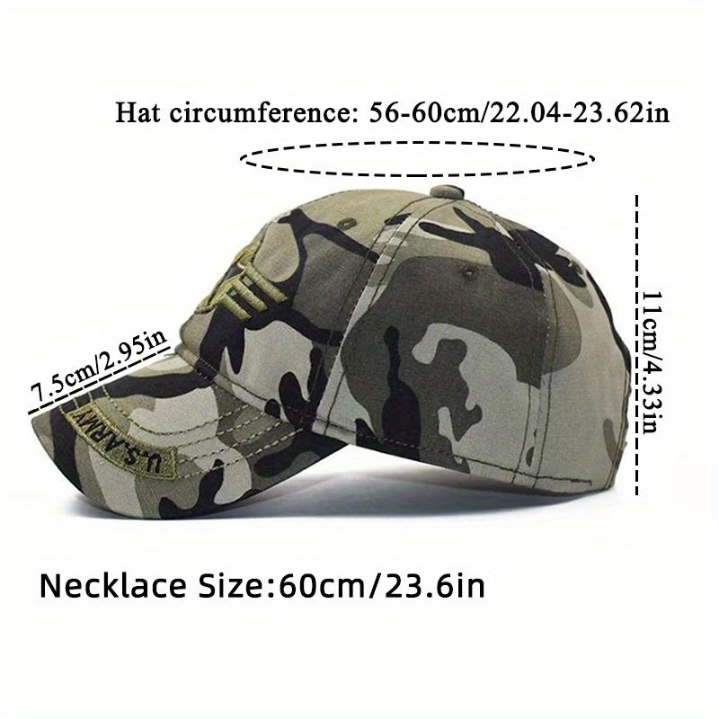 2pcs Men's Baseball Cap Necklace Set Duck Tongue Hat Casual Sun Protection Sun Shade Fashion Pendant Necklace Sports Camouflage Baseball Hat