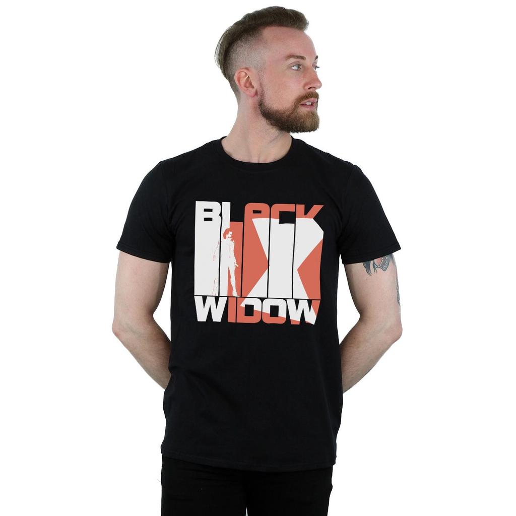 Marvel Mens Black Widow Movie Bars Logo T-Shirt