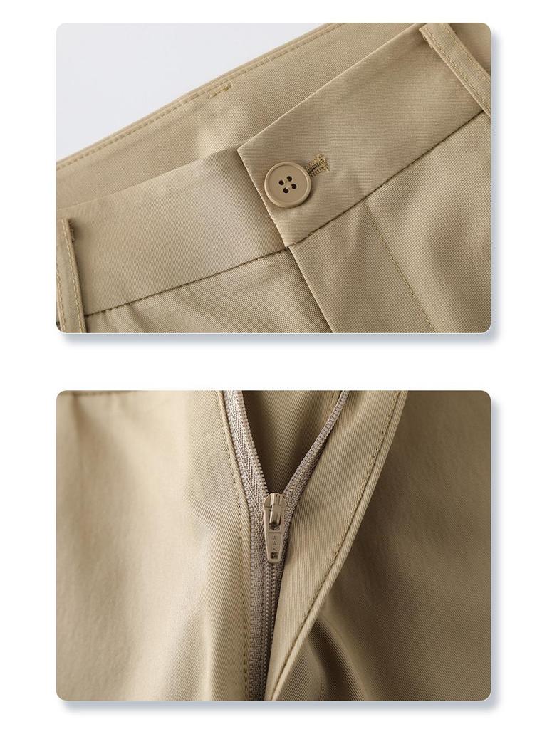 Women's Wide-Leg Dark Blue High-Waisted Cropped Pants - Summer 2025 Collection, Lightweight, Slimming, Loose, Draped, Casual Style