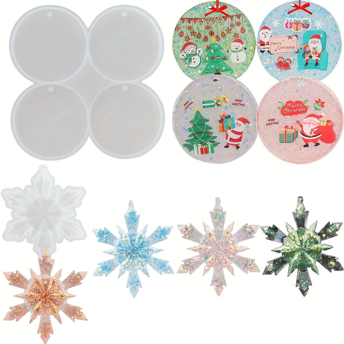 

Silicone Molds for Making Round Coasters And Christmas Ornaments, Featuring Four Cavities And Holes, Perfect for Epoxy Resin