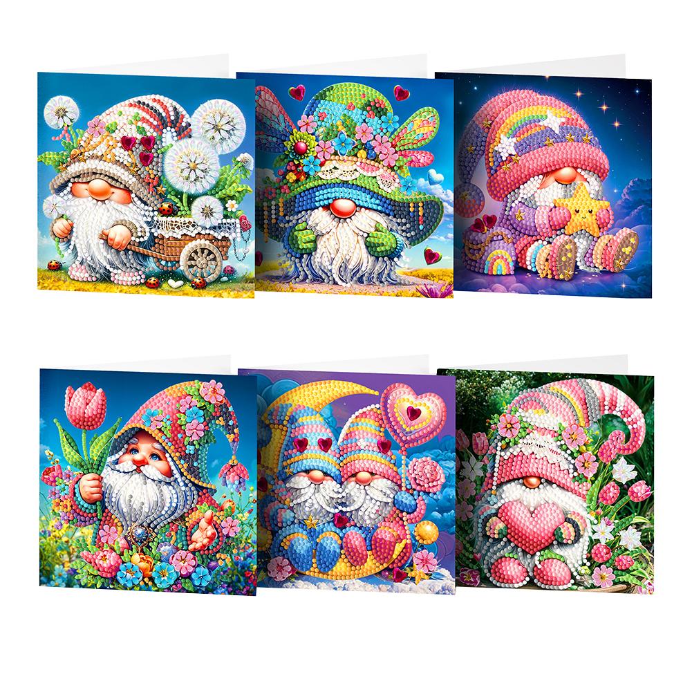 6/8PCS DIY Rhinestone Diamond Art Mosaic Postcards Animal Theme Diamond Art Greeting Cards Thank You Cards and Holiday Blessings