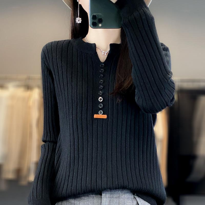 Women'S Winter Sweater Solid Color Round Neck Thickening Knitted Pullover Sweaters Fashiontemperament Elegant Thermal Sweaters