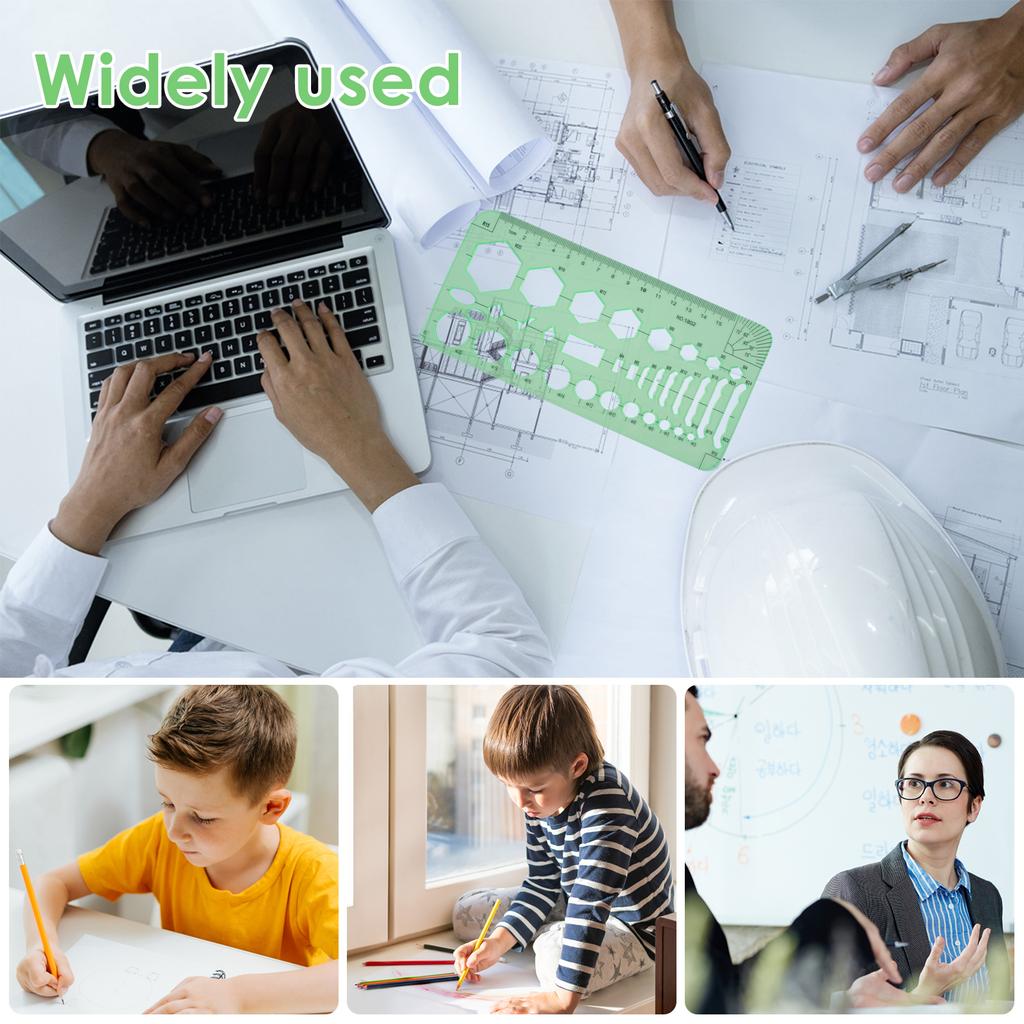 11Pcs Geometric Drawings Templates Measuring Drafting Stencils Measuring Tools Building Geometric Kit for Office School