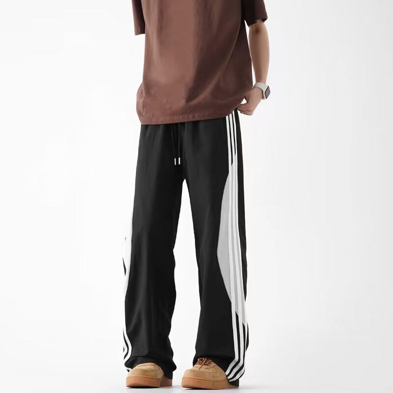 

Мужские 2024 Дофамин Быстросохнущие Три полоски Свободные Прямые Повседневные Брюки XXXL