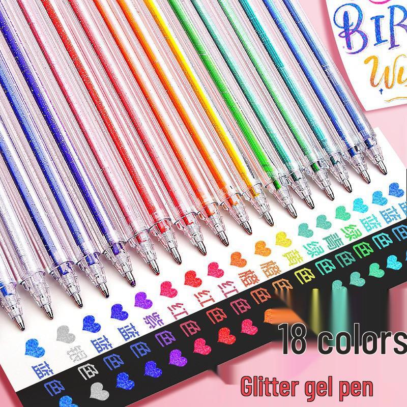 Luminous Color-Changing Glitter Gel Pen for Hand Accounts - Silver, Pearl, Crystal Sand Effect