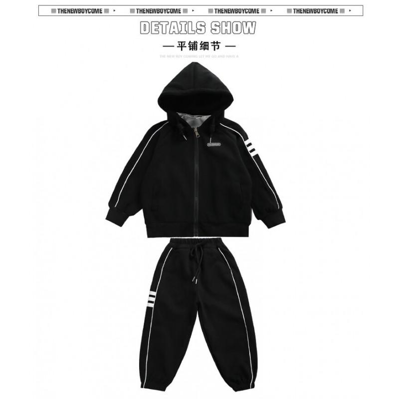 Ensemble de survêtement à capuche zippé en coton pour garçon - Tenue sportive deux pièces pour enfant