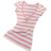 Dolce T-shirt a righe con scollo a V e maniche corte, aderente, da donna