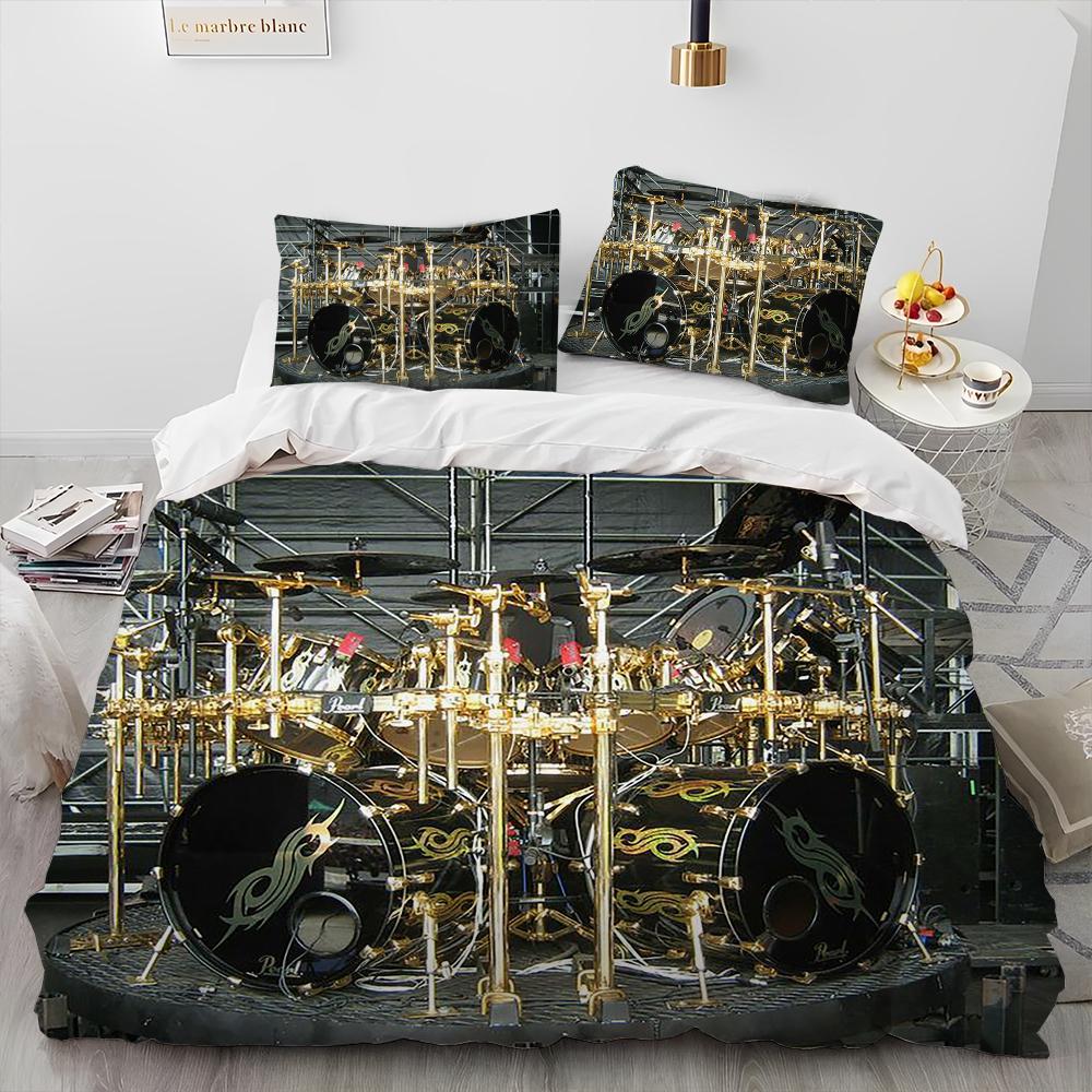 3D Drum Kit Music Instruments Comforter Bedding Set,Duvet Cover Bed Set Quilt Cover Pillowcase,King Queen Size Bedding Set Gift