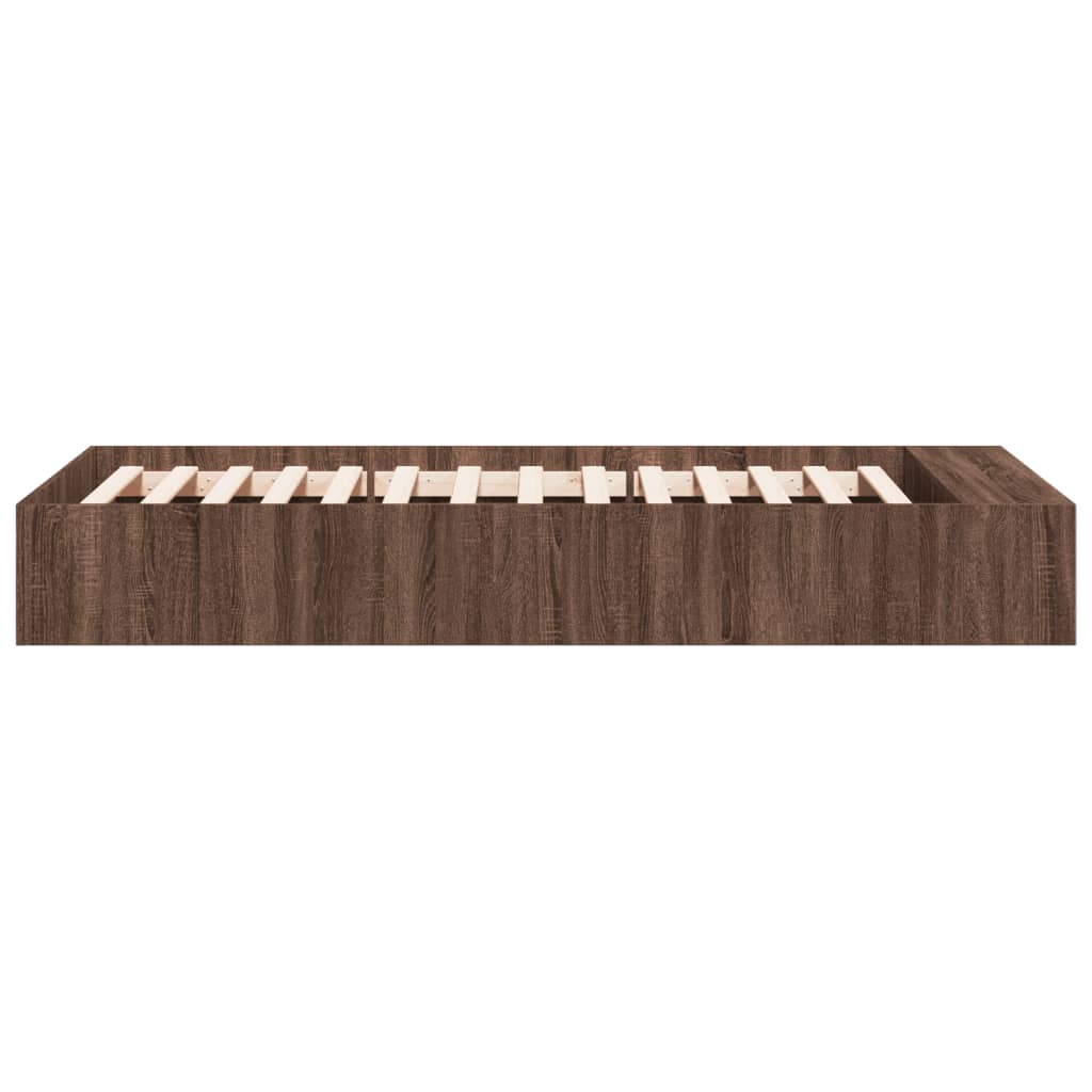 Brown Oak Effect Bed Frame 90 X 200 Cm Particleboard