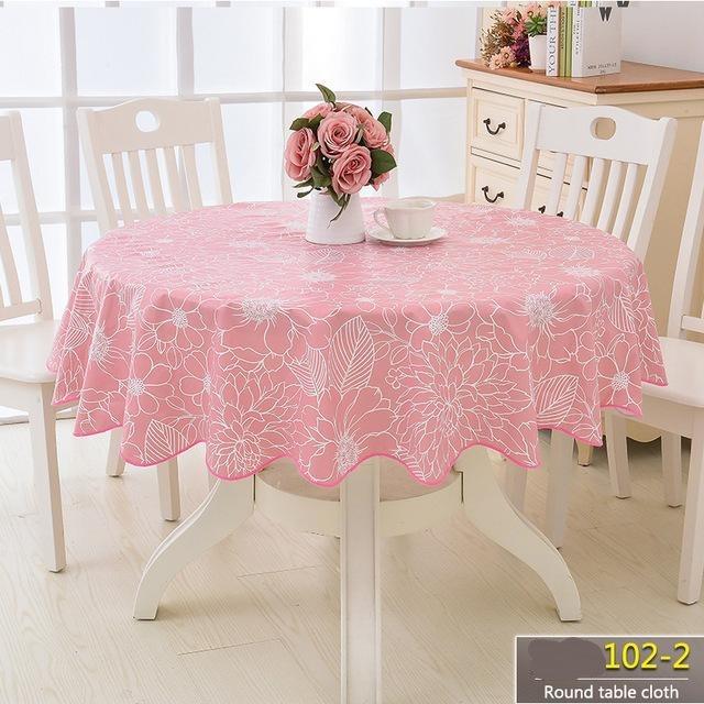 Flower Round Table Cloth Waterproof Pastoral Pvc Plastic Kitchen Tablecloth Oilproof Decorative Elegant Fabric Table Cover