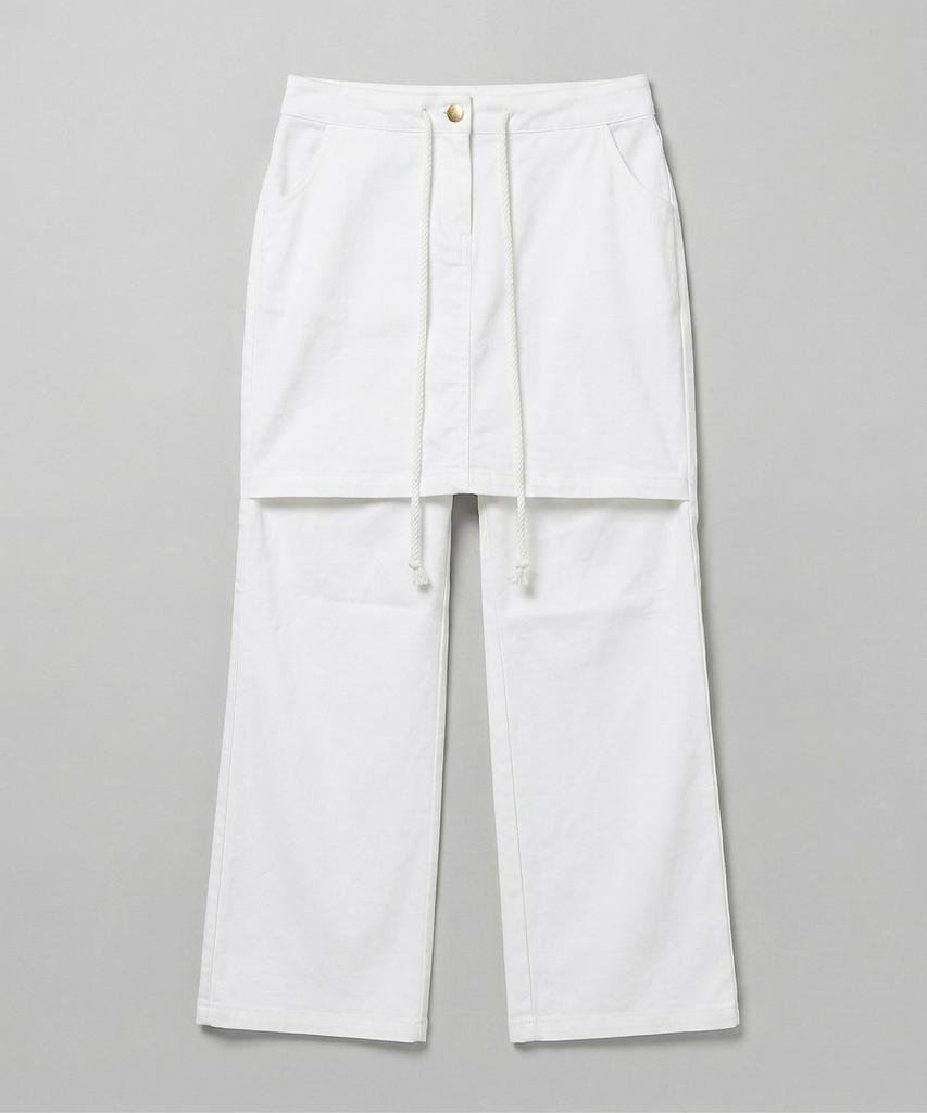 CHICKS Double Layered High-Waisted Long Pants White