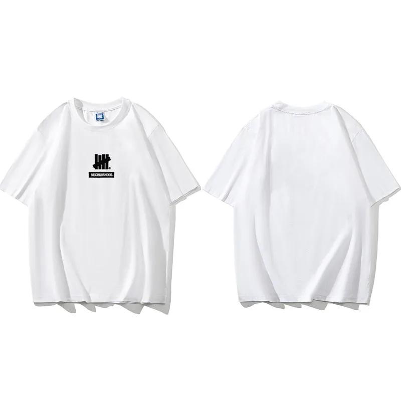 Trendy Brand Unbeaten Five Bar New Loose Short Sleeved Pure Cotton American High Street Round Neck Couple T-shirt Men's Ins