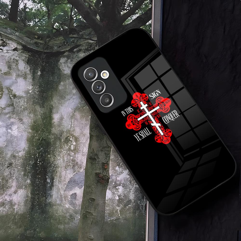 Orthodox Cross Icon Church Phone Case Glass For Samsung Galaxy S24 S25 S22 S20 S23 S21 Ultra Fe Plus A16 A34 A54 A24 A52 A53 Coq