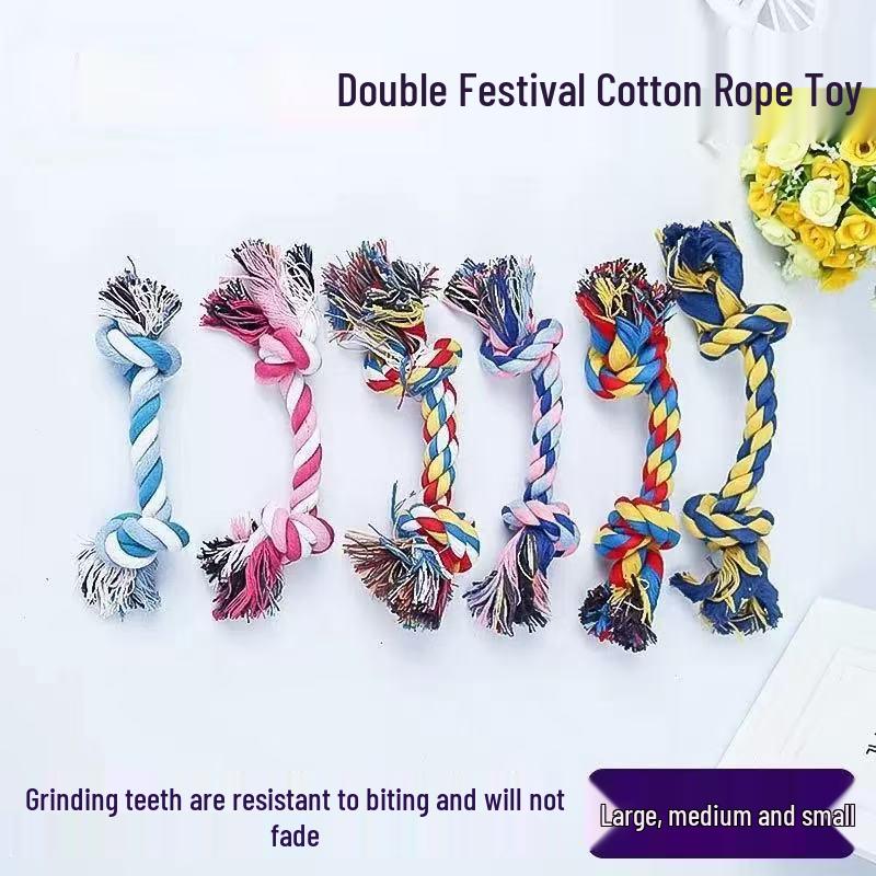 Durable Cotton Rope Dog Chew Toy with Double Knot for Teething - Available In Small, Medium, Large Sizes