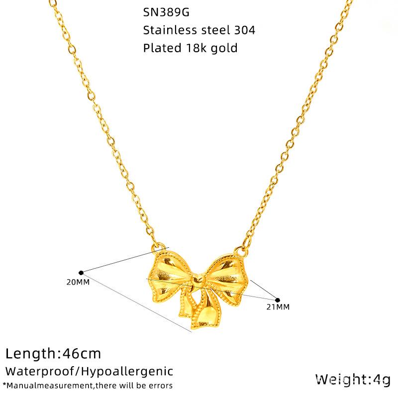 

Premium Gold Plated Bow Necklace Stainless Steel Clavicle Chain