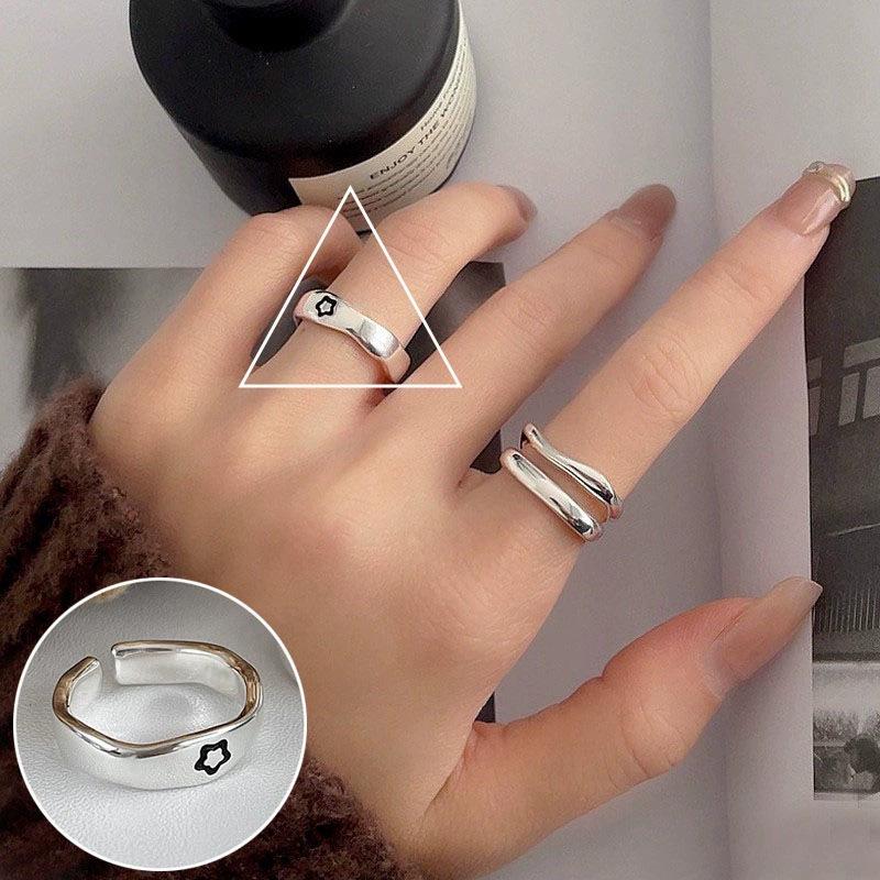 Geometric High-Polish Criss-Cross S925 Silver-Plated Open Ring - Women's Stackable Index Finger Jewelry