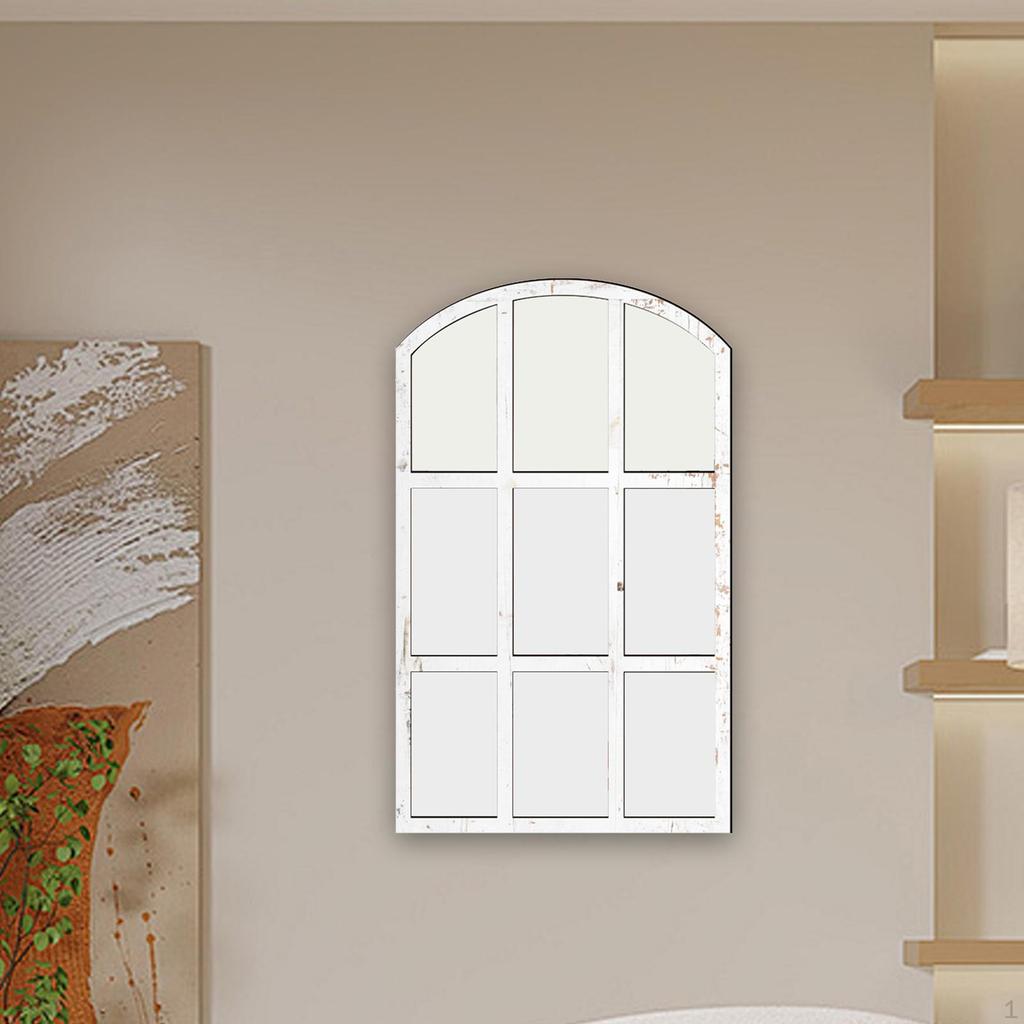 Arched Window Pane Mirror Arch Farmhouse Wall Background Wooden Framed for