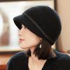 Rabbit Fur Hat Women's Winter Velvet Mother Hat Old Lady The Elderly Cold Warm Windproof Knitted Wool Basin Hat