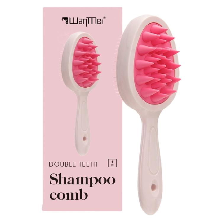 2 in 1 Long Handle Shampoo Brush Hair Washing Brush Silicone Scalp Massage Brush Double Side Body Scrubber Bath Brush розовый