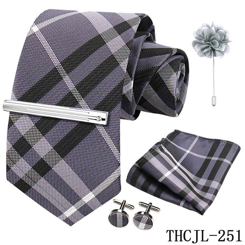 Men'S Business Dress Tie 5-Piece Groom Best Man Dress Accessories Gaowei Dense Jacquard Tie Worker