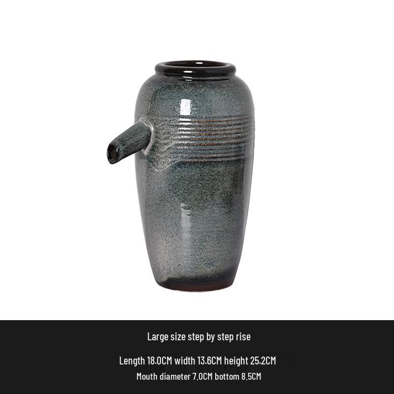 Kiln-Fired Ceramic Water Jar with Filtration, Circulation, and Ornamental Flow for Fish Tanks
