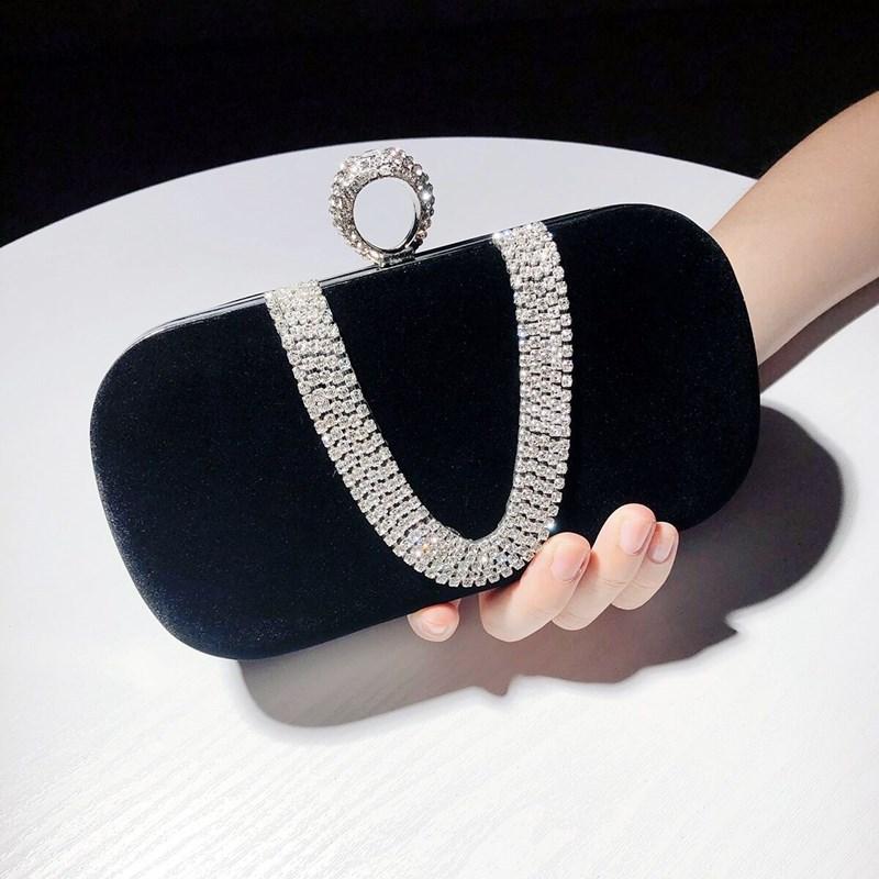 Luxus Damen Abendtaschen Diamant Luxus Clutch Tasche Party Diamanten Dame Schwarz Rot Kette Schultertasche Handtaschen für Geldbörse