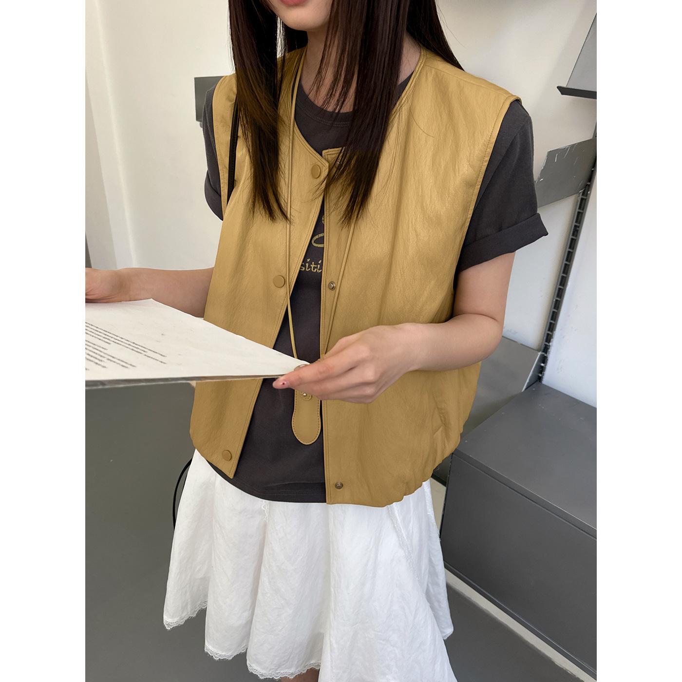 

Women s 2026 Spring Color Block Layered Vest Set with Pendant One Size жовтий
