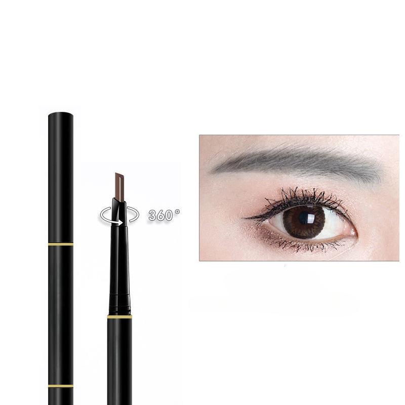 Double Head Automatic Rotating Eyebrow Pencil Waterproof Long Lasting Eyebrow Enhancer with Brow Brush Easy to Paint Makeup Tool