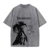 Streetwear Tshirt Anime Vagabond Graphic Print Vintage Harajuku Washed Black T Shirt13