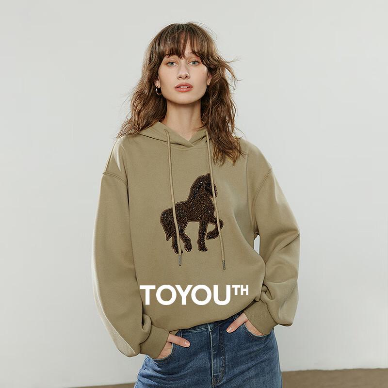 Chuyu Women's Graphene Thermal Horse Patch Embroidery Hoodie