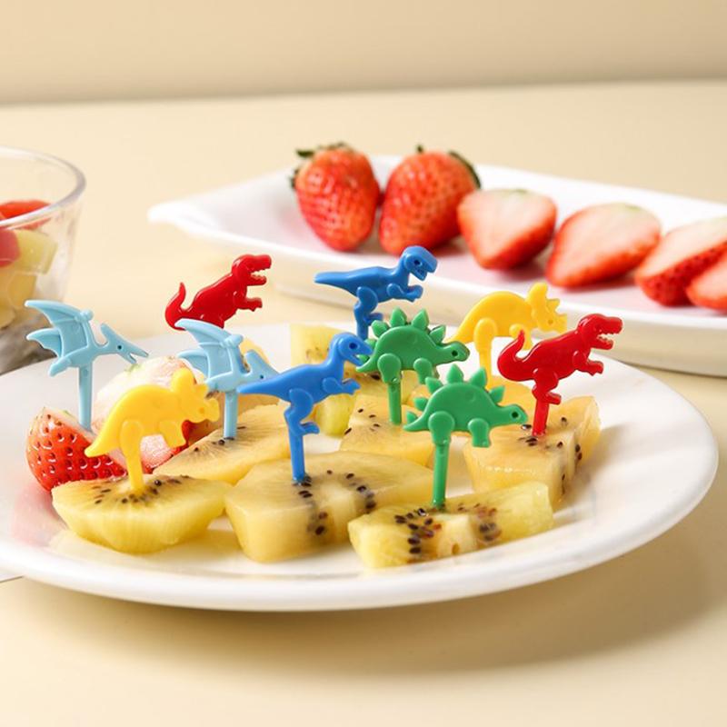 Cute Cartoon Dinosaur Fruit Fork Cute Eyes Cupcake Top Decoration Food Appetizer Toothpicks Bento Box Accessories