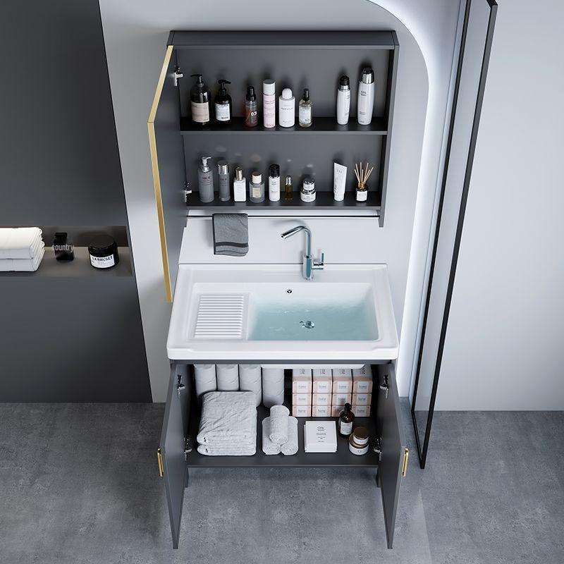 Small Wall-Mounted Bathroom Cabinet with Integrated Ceramic Washbasin