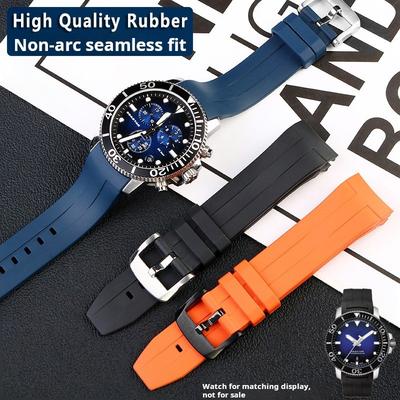 21 22mm MEN Rubber Watchband For 1853 Tissot Starfish Diving T120 Curved End Silicone Watch Strap T120417 T120.407 T116 Bracelet